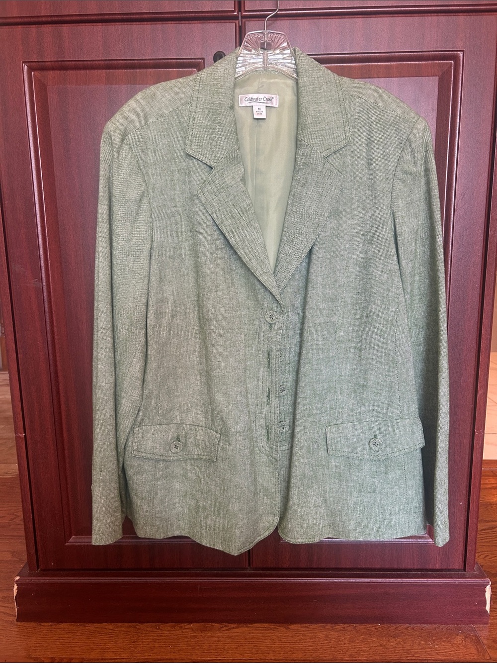 Coldwater Creek Light Green Women's Linen-Blend Blazer